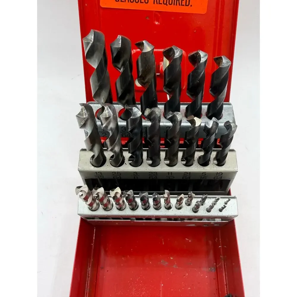 Vintage Union 29-Piece Fractional Drill Bit Set with Red Metal Index Case
